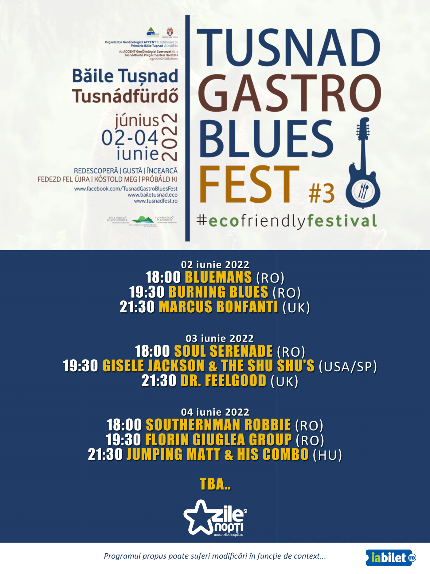 TUSNAD GASTRO BLUES FEST - Băile Tușnad | 02-04 iunie 2022