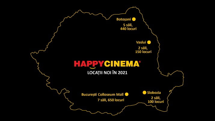 HAPPYCINEMA deschide patru noi cinematografe în 2021 în România