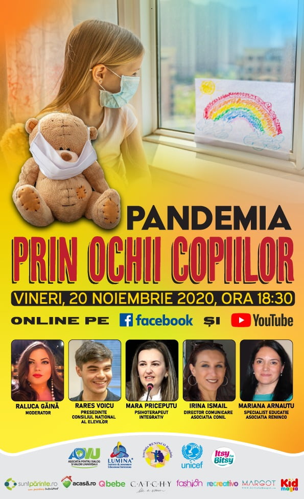 Conferința “Pandemia prin ochii copilor" va avea loc online, pe data de 20 noiembrie, cu ocazia Zilei Internaționale a Drepturilor Copiilor
