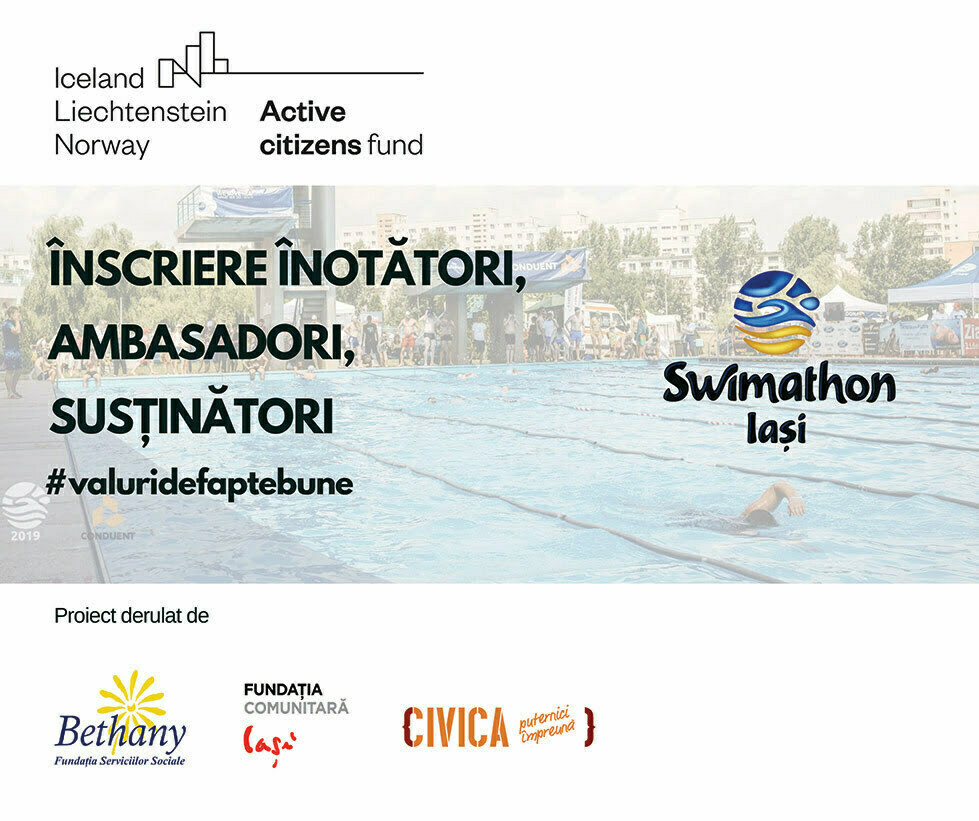 Înscrie-te ca înotător, ambasador sau susținător la Swimathon Iași 2022 și activează spiritul de inițiativă al comunității