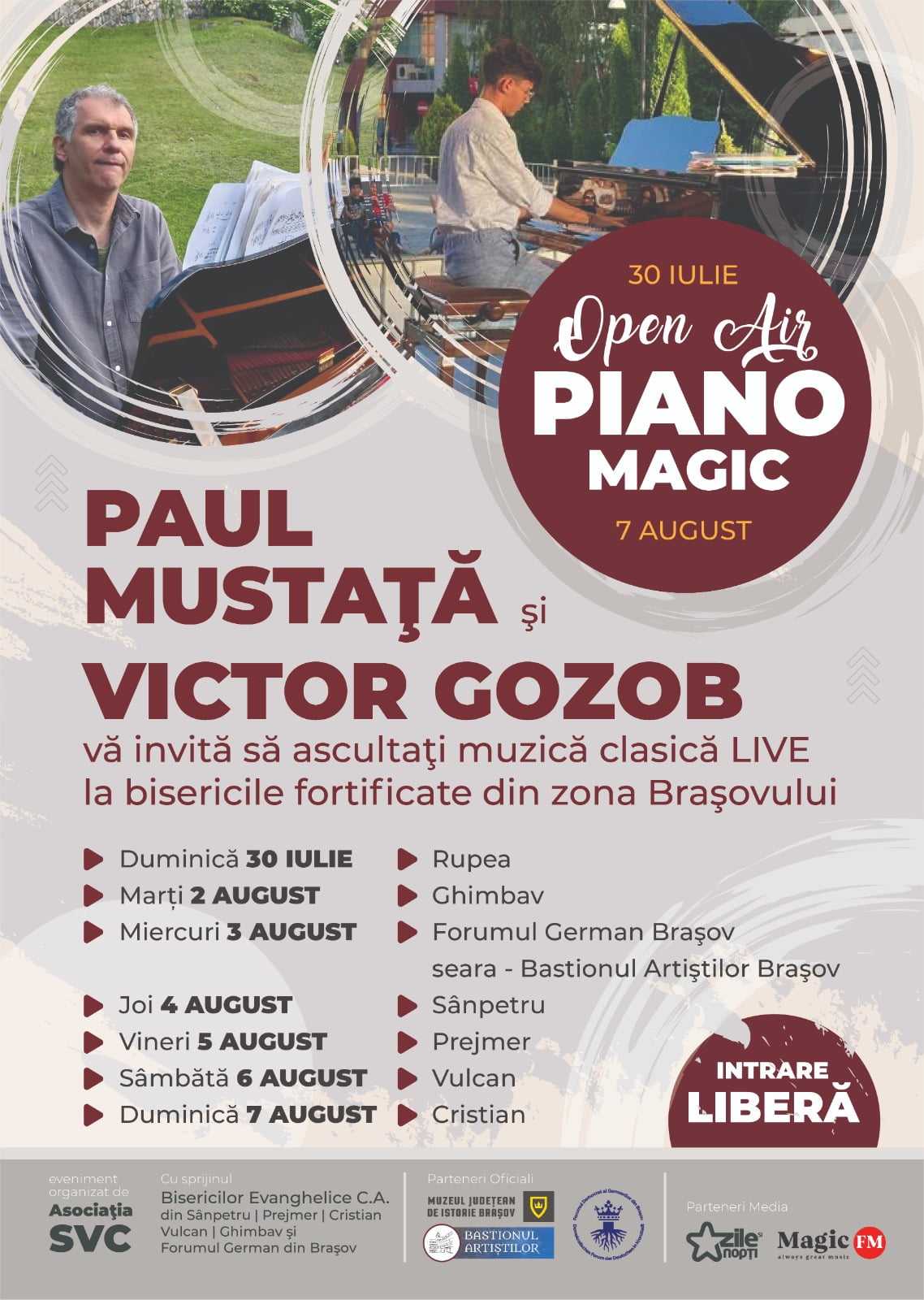 A doua ediție a turneului de concerte „Open Air Piano Magic” se întoarce la Brașov, Rupea și în Țara Bârsei