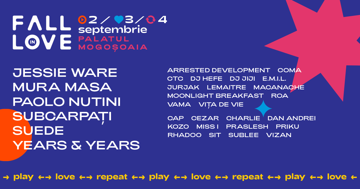 Fall in Love Festival se întoarce în septembrie, la Mogoșoaia. Pe scena festivalului vor urca artiști legendari, de la Suede la Arrested Development