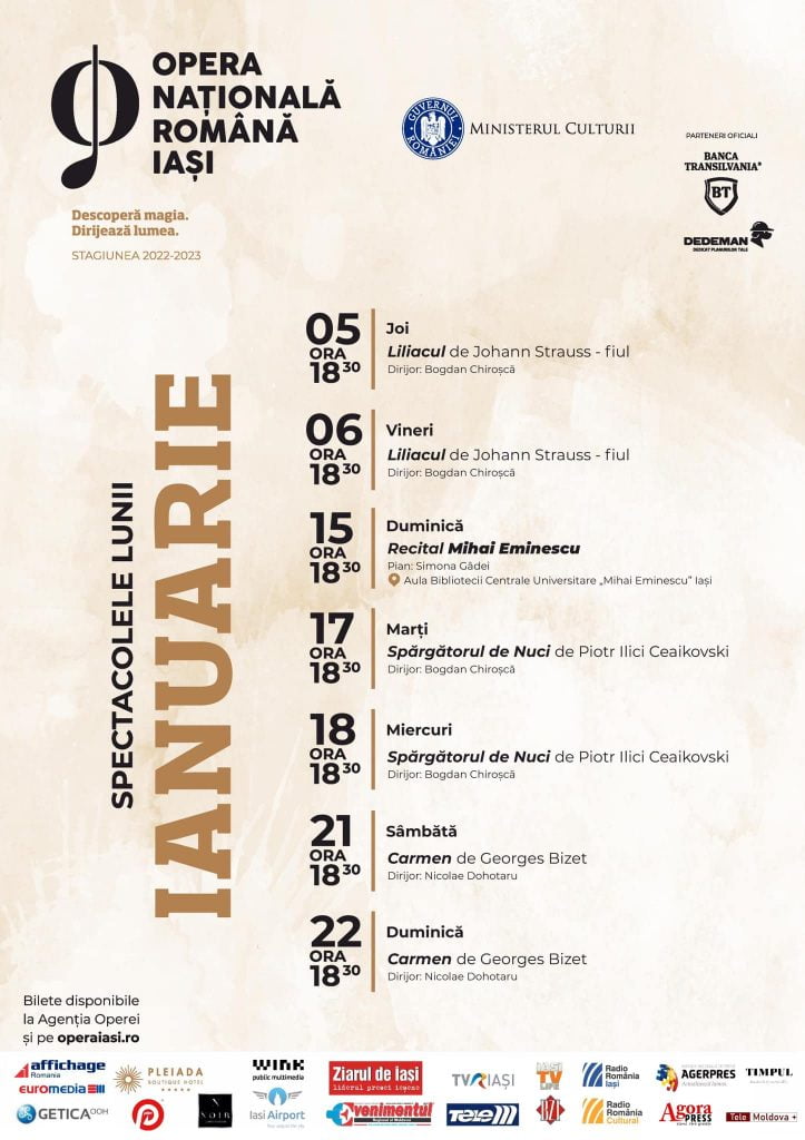 spectacolele lunii Ianuarie la Opera Națională din Iași