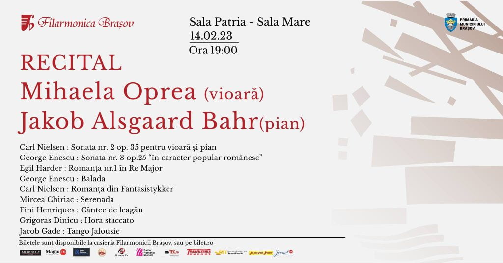 Recital Mihaela Oprea (vioară) și Jakob Alsgaard Bahr (pian) @ Filarmonica Brașov