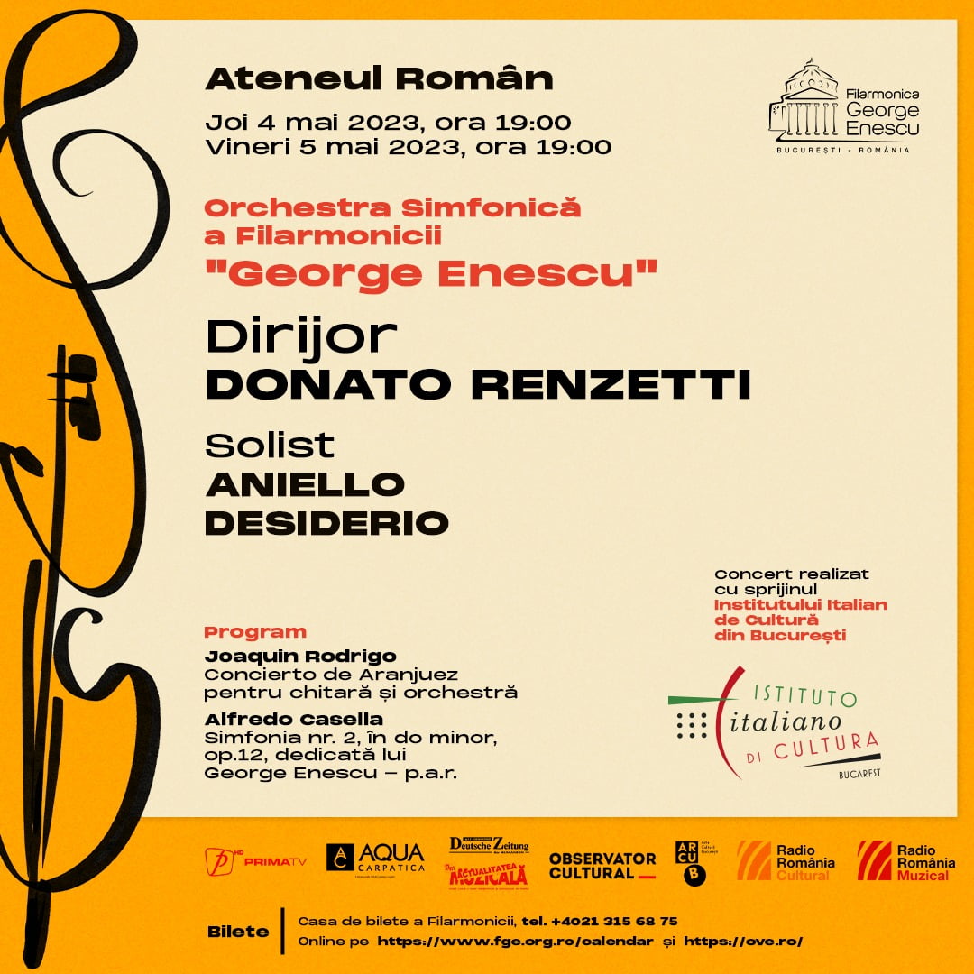 Primă audiţie în România: Simfonia nr. 2 de Alfredo Casella, dedicată lui George Enescu, pe scena Ateneului Român