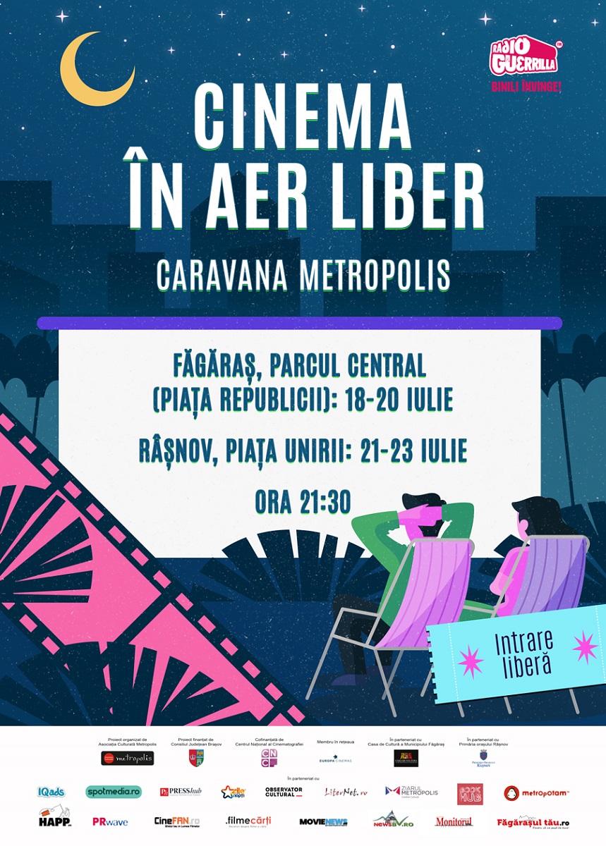 Caravana Metropolis - cinema în aer liber ajunge la Făgăraș și Râșnov, între 18 – 23 iulie
