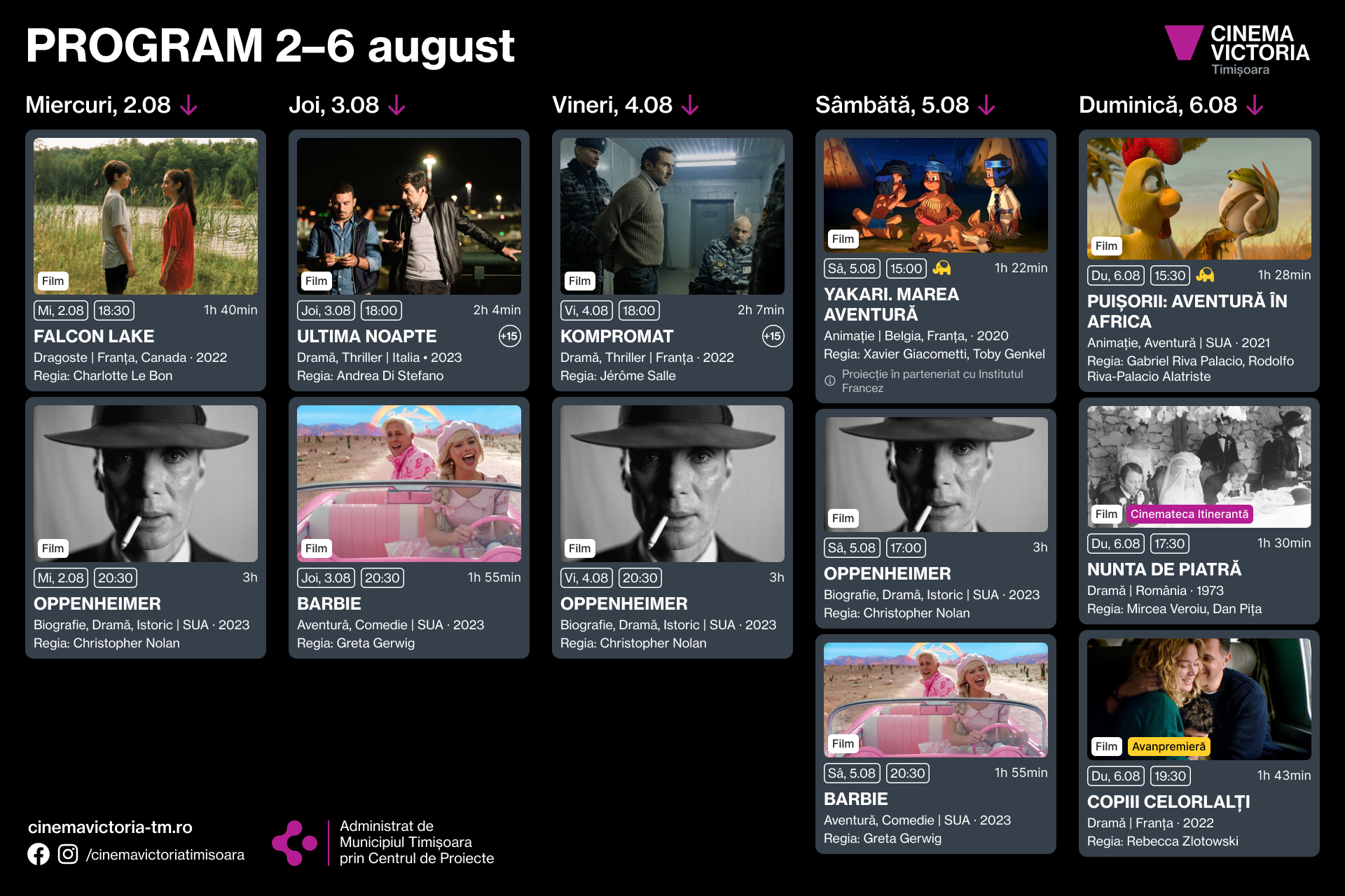 Programul săptăm&acirc;nii 2-6 august, la Cinema Victoria&nbsp;