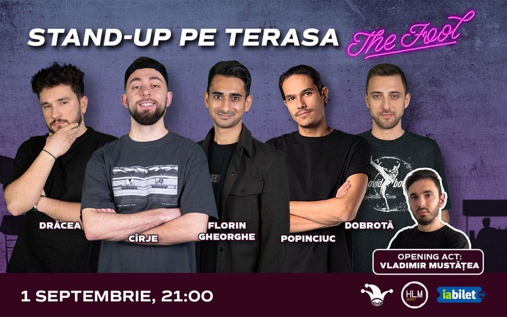 Stand-up comedy pe terasă cu Drăcea, Cîrje, Florin Gheorghe, Mirel Popinciuc și Alex Dobrotă