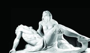 Icar se lansează în zbor de la Castelul Cantacuzino, în cadrul unei expoziții de sculptură semnată de Giorgio Butini
