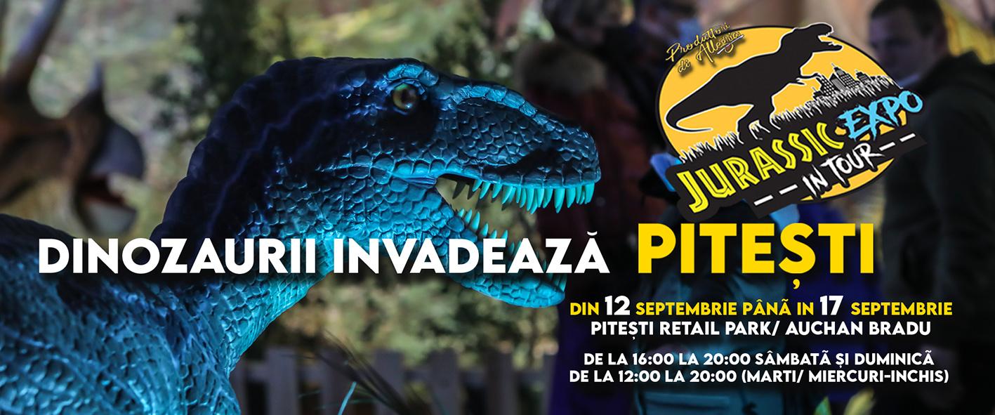 Pitești Retail Park și Auchan Bradu găzduiesc prima expoziție itinerantă de dinozauri din Rom&acirc;nia