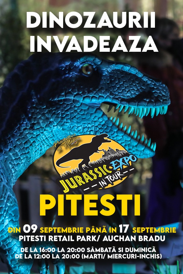 Pitești Retail Park și Auchan Bradu găzduiesc prima expoziție itinerantă de dinozauri din Rom&acirc;nia
