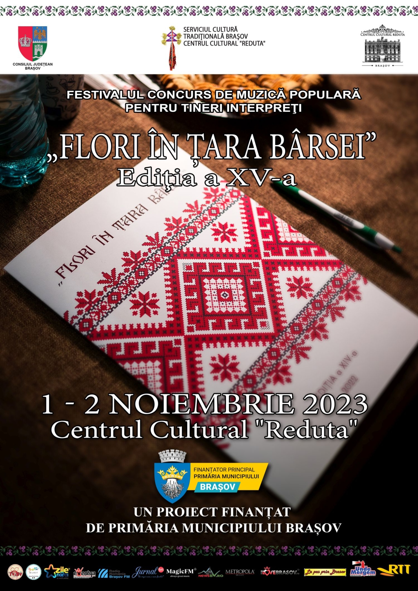 19 concurenți au fost admiși la Festivalul Concurs Național de Muzică Populară pentru Tineri Interpreți ,,Flori &icirc;n Țara B&acirc;rsei&rdquo;  2023, ediția a XV-a