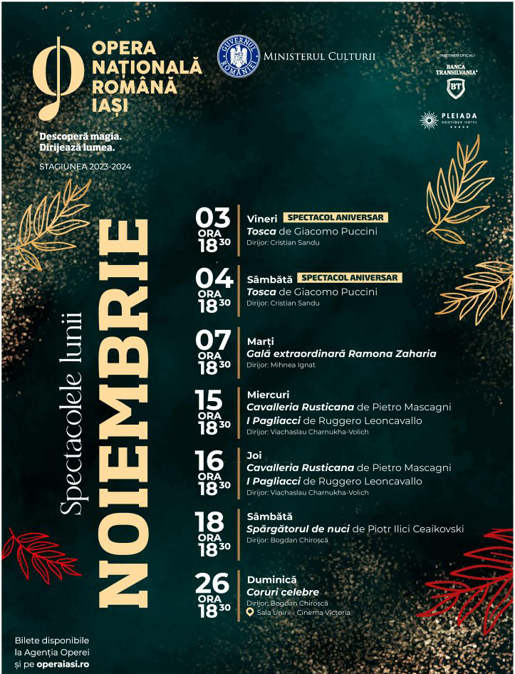 Spectacolele lunii Noiembrie la Opera din Iași