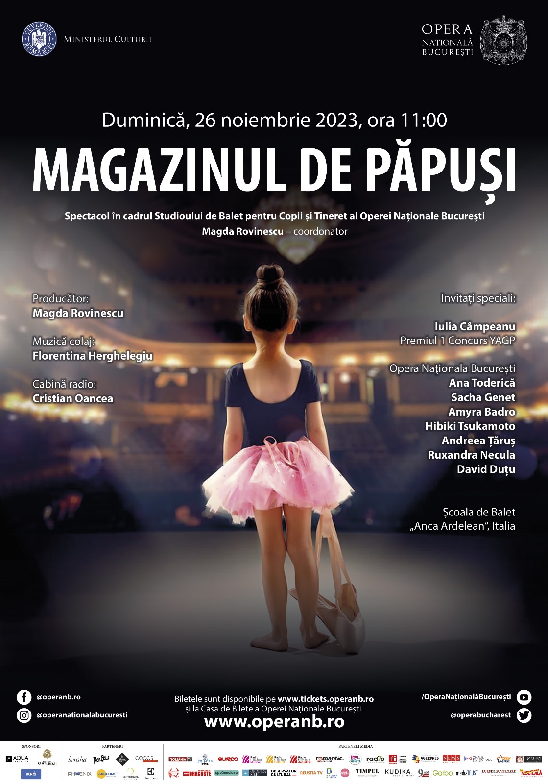 Emoție și eleganță la final de noiembrie: Evgheni Oneghin, Otello, Baiadera și Magazinul de păpuși pe scena Operei Naționale București