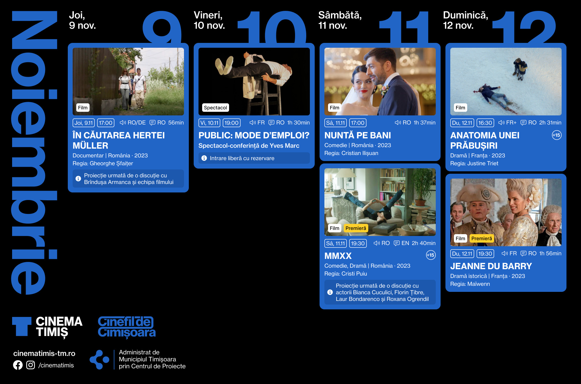 Programul săptăm&acirc;nii 6-12 noiembrie, la Cinema Victoria și Cinema Timiș