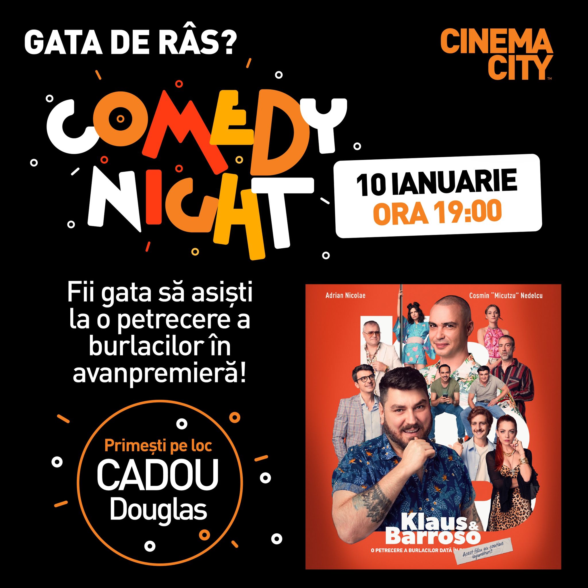 Comedy Night cu Klaus & Barroso: eveniment exclusiv în rețeaua Cinema City pe 10 ianuarie!