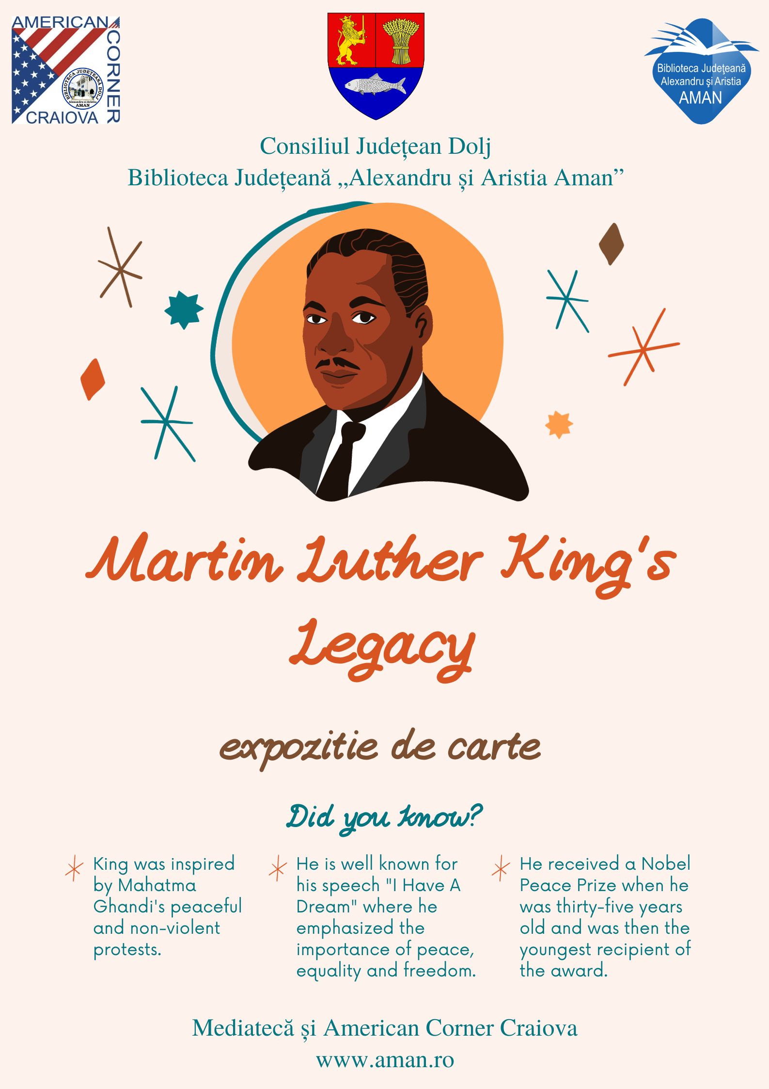 Expoziția de cărți și materiale multimedia &bdquo;Martin Luther King&rsquo;s Legacy&rdquo;.