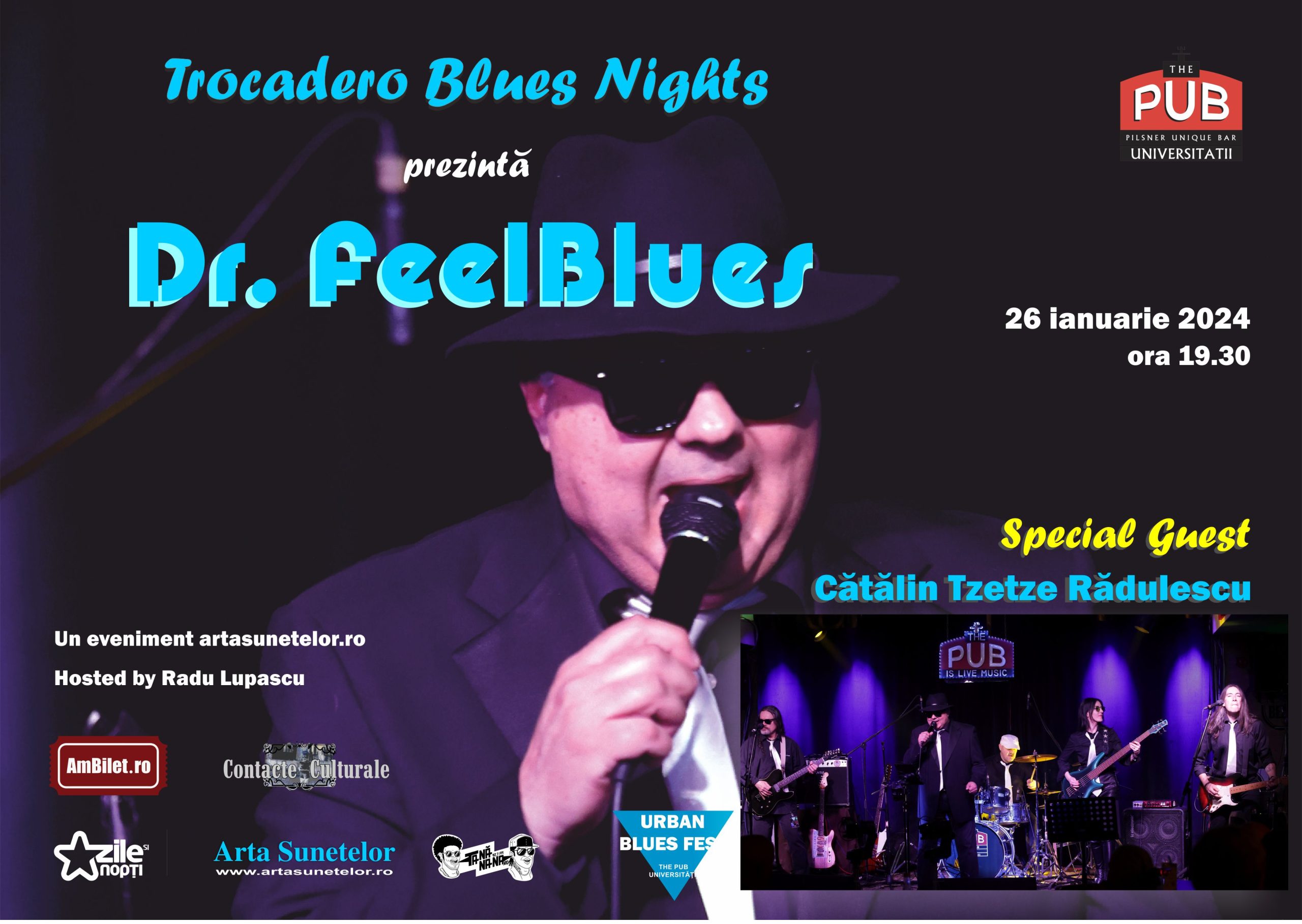 Trocadero Blues Nights prezintă Dr. FeelBLUES pe 26 ianuarie 2024 la PUB!