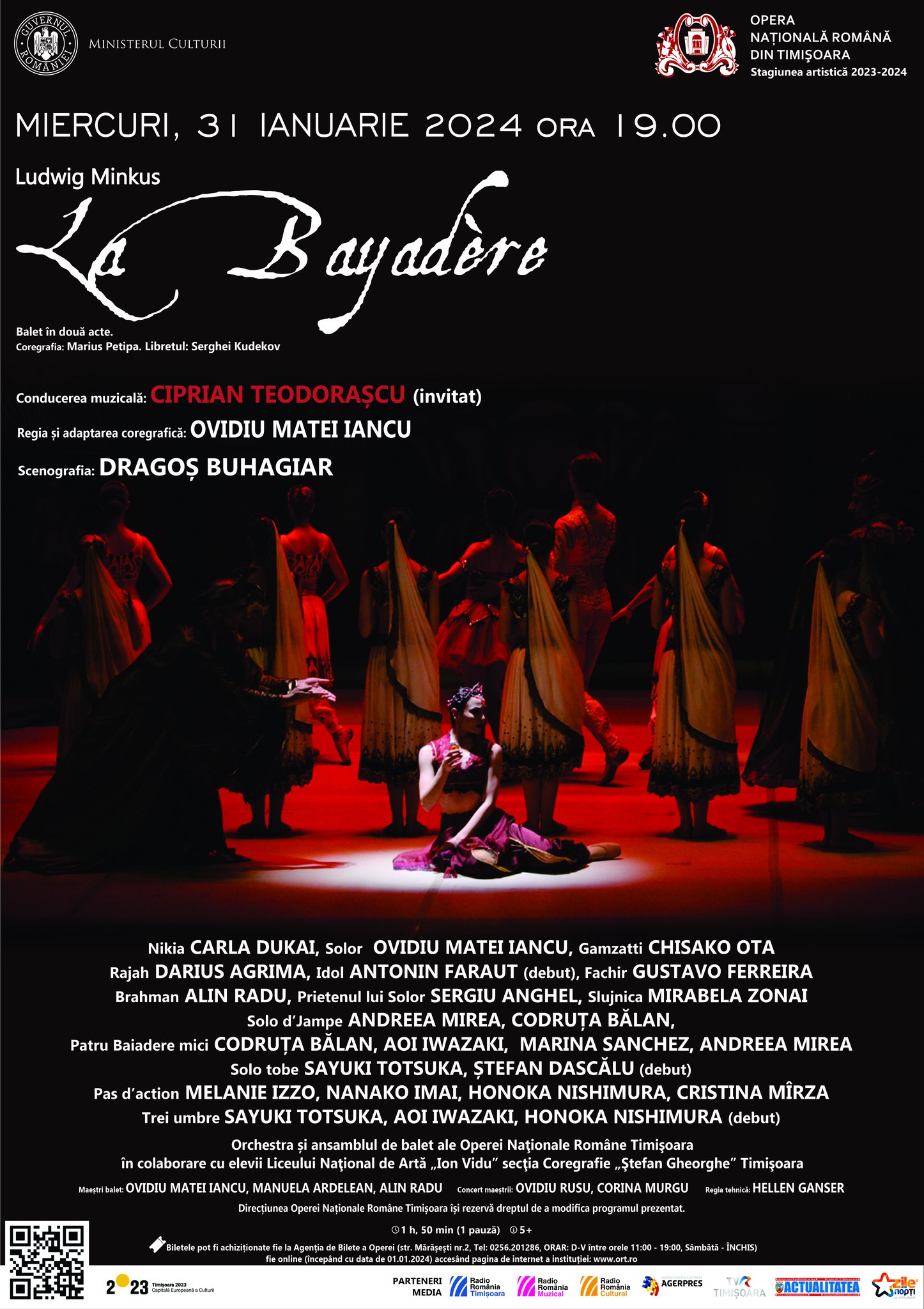Opera Națională Română din Timișoara vă invită la spectacolul de balet „La Bayadère” („Baiadera”) de Ludwig Minkus