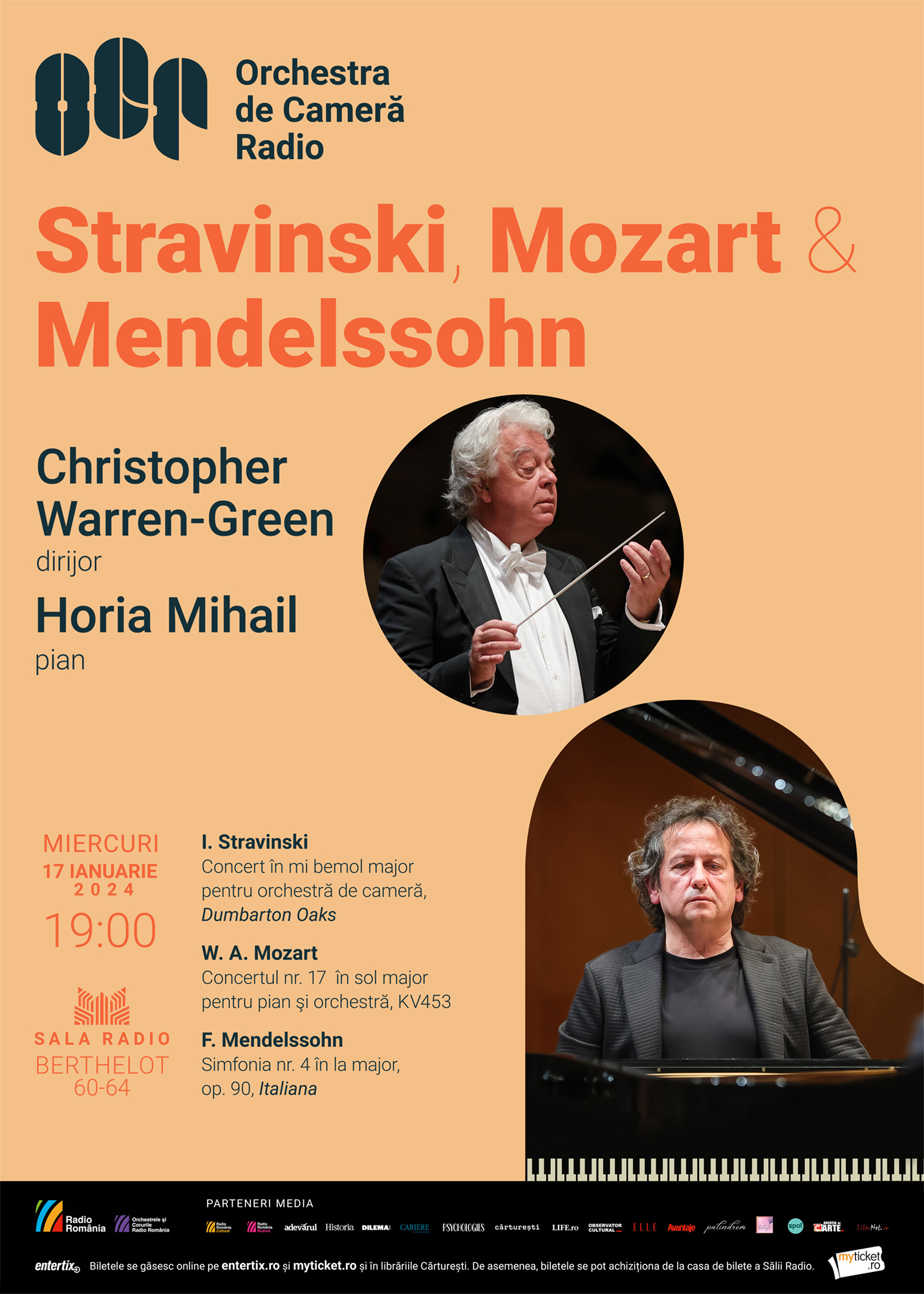 Stravinski/Mozart/Mendelssohn,&nbsp;sub bagheta dirijorului britanic Christopher Warren-Green