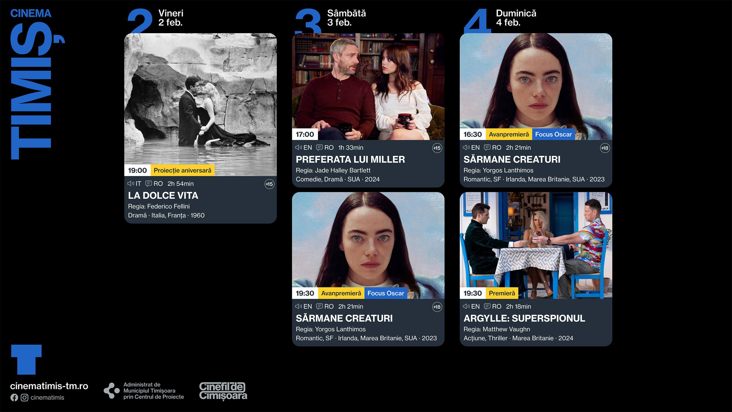 Programul săptăm&acirc;nii 31 ianuarie - 4 februarie de la Cinema Victoria și Cinema Timiș