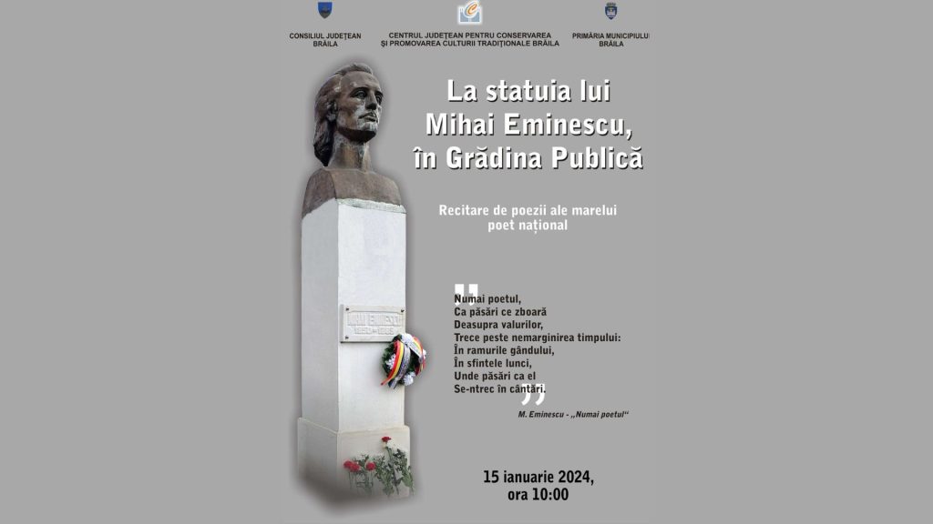 La statuia lui Mihai Eminescu