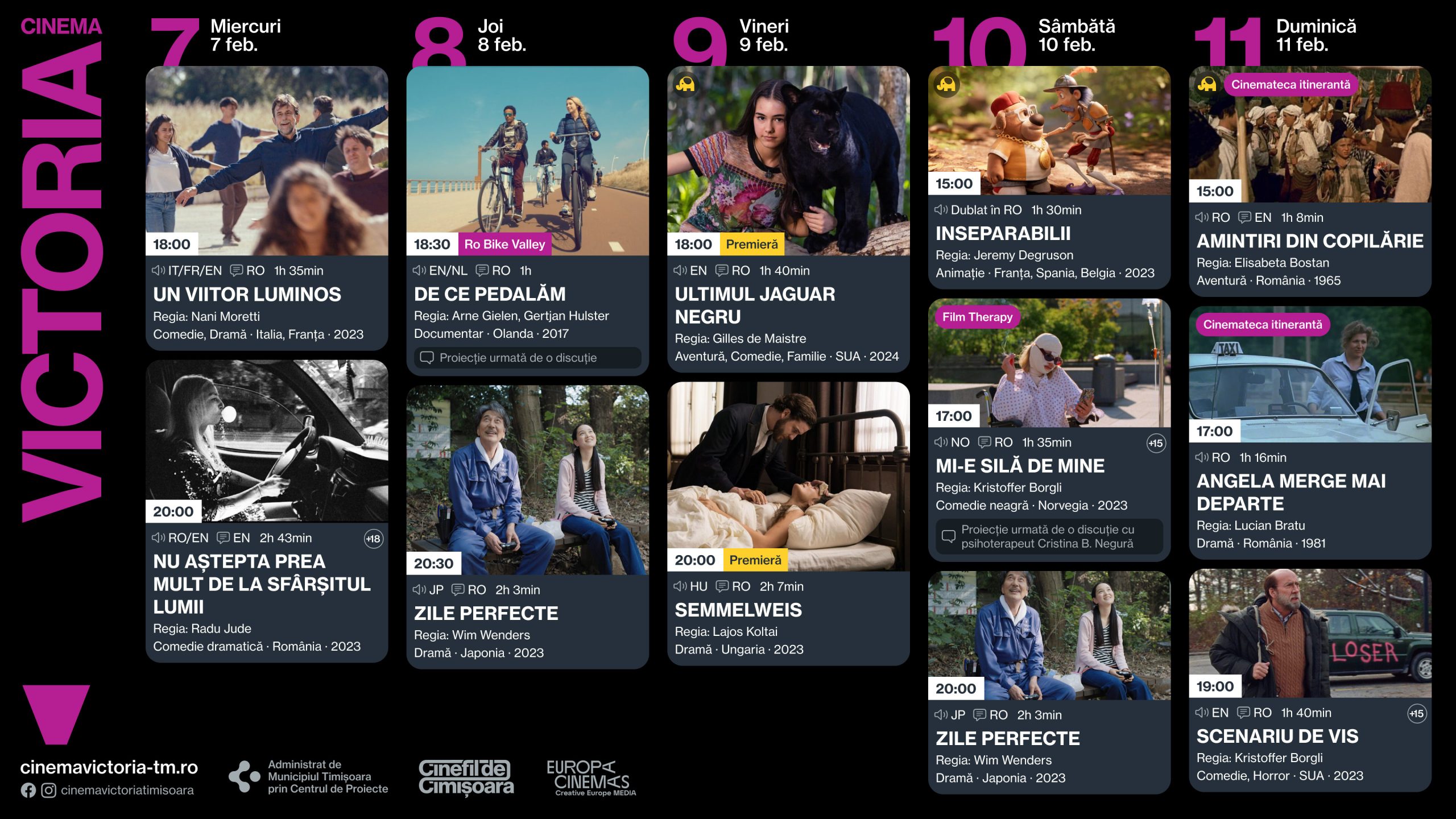 Programul săptăm&acirc;nii 7-11 februarie, la Cinema Victoria și Cinema Timiș