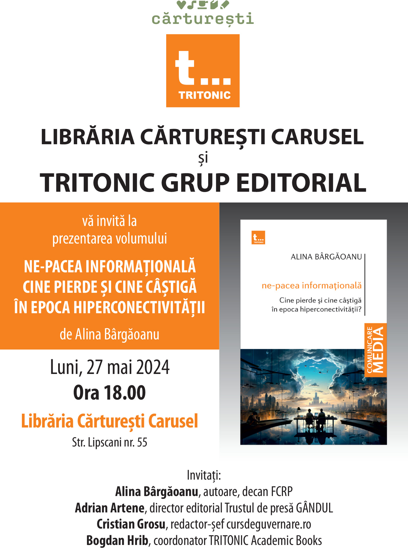 Dezbatere captivantă și prezentare de carte: „Ne-pacea informațională. Cine pierde și cine câștigă în epoca hiperconectivității” de Alina Bârgăoanu