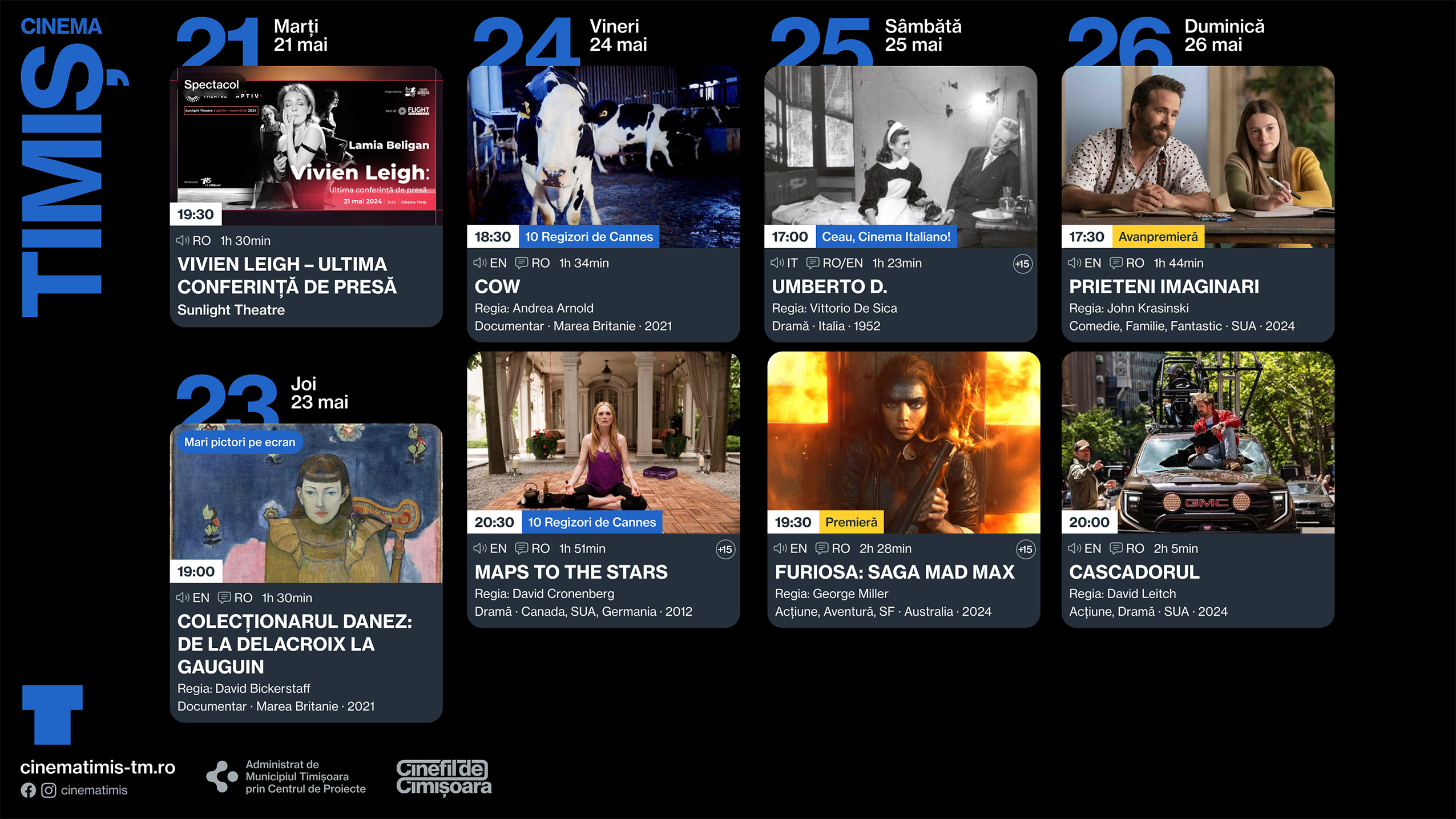 Programul săptăm&acirc;nii 21 - 22 mai de la Cinema Victoria și Cinema Timiș