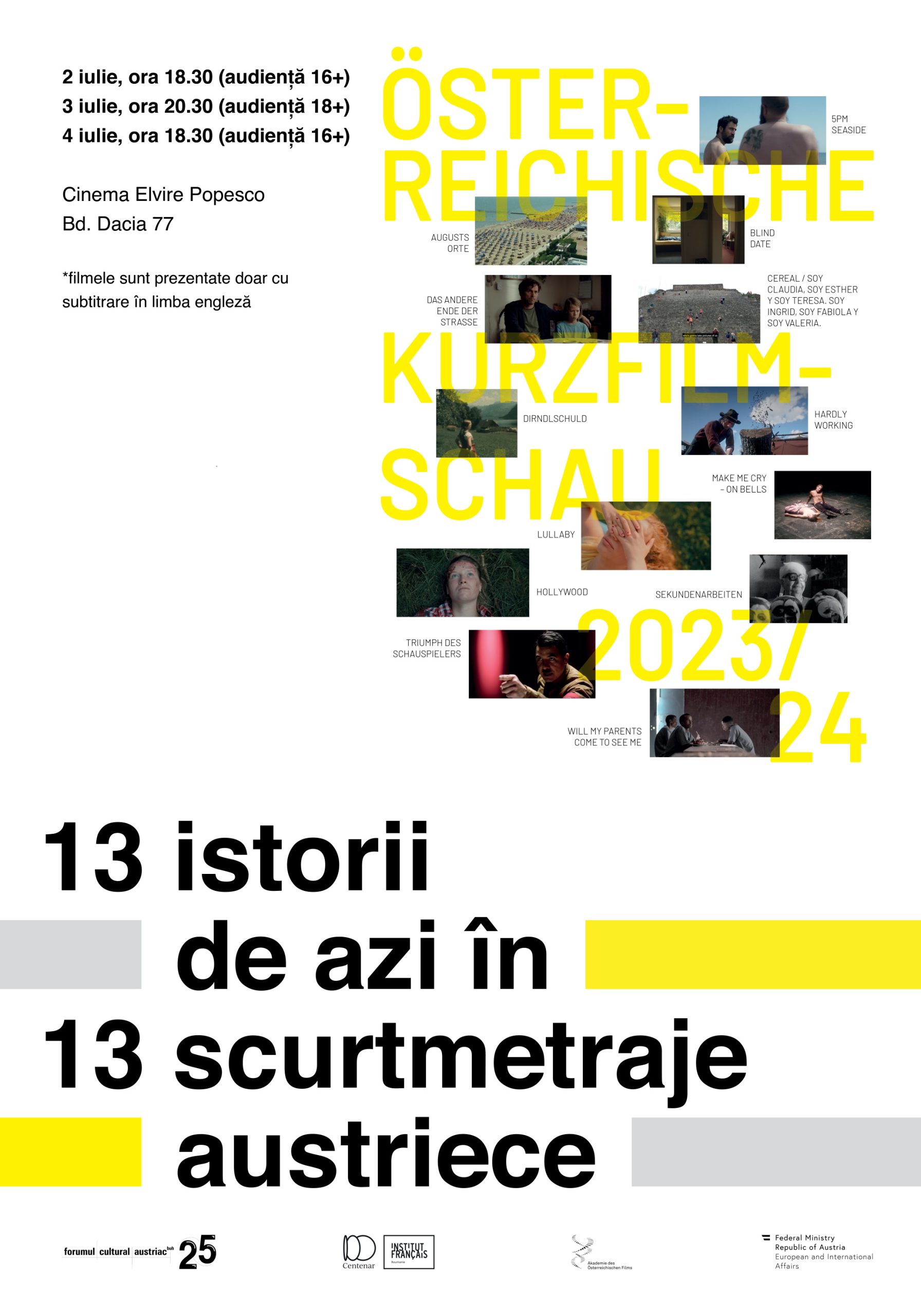 #AustrianMovieTime la Cinema Elvire Popesco din București