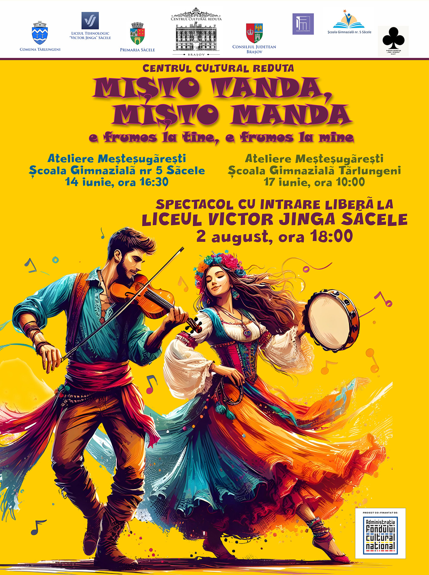PROIECTUL cultural ,,MIȘTO TANDA, MIȘTO MANDA - e frumos la tine, e frumos la mine&rdquo; implementat de Centrul Cultural Reduta continuă &icirc;n luna iunie.