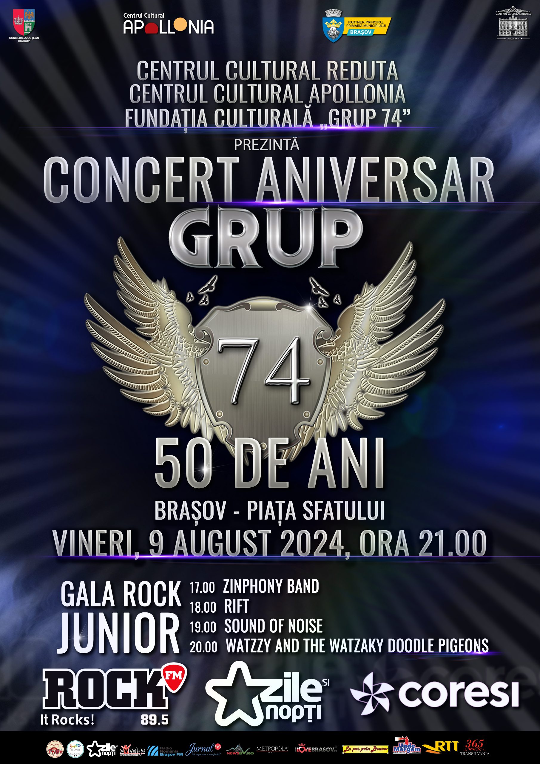 Concert aniversar GRUP 74 în Piața Sfatului din Brașov