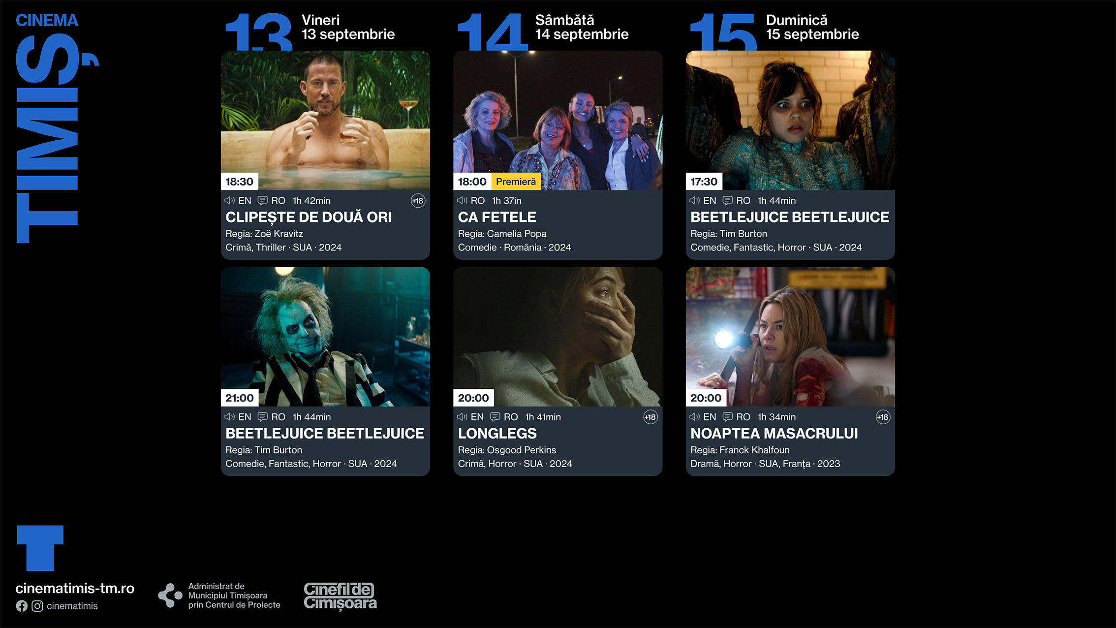 Programul săptăm&acirc;nii 11 - 15 septembrie, la Cinema Victoria și Cinema Timiș