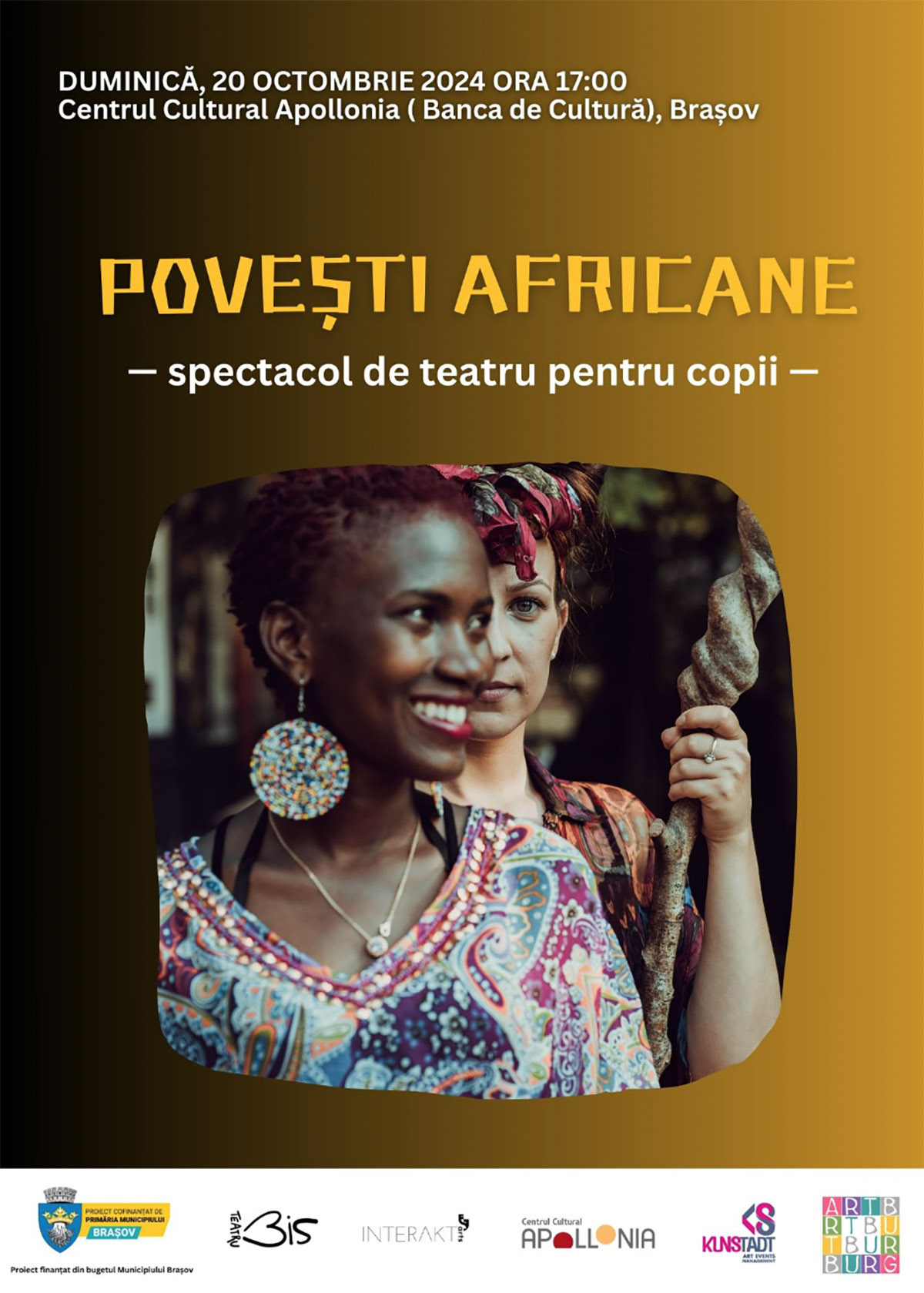 Spectacol pentru copii: Povești Africane la Centrul Cultural Apollonia 