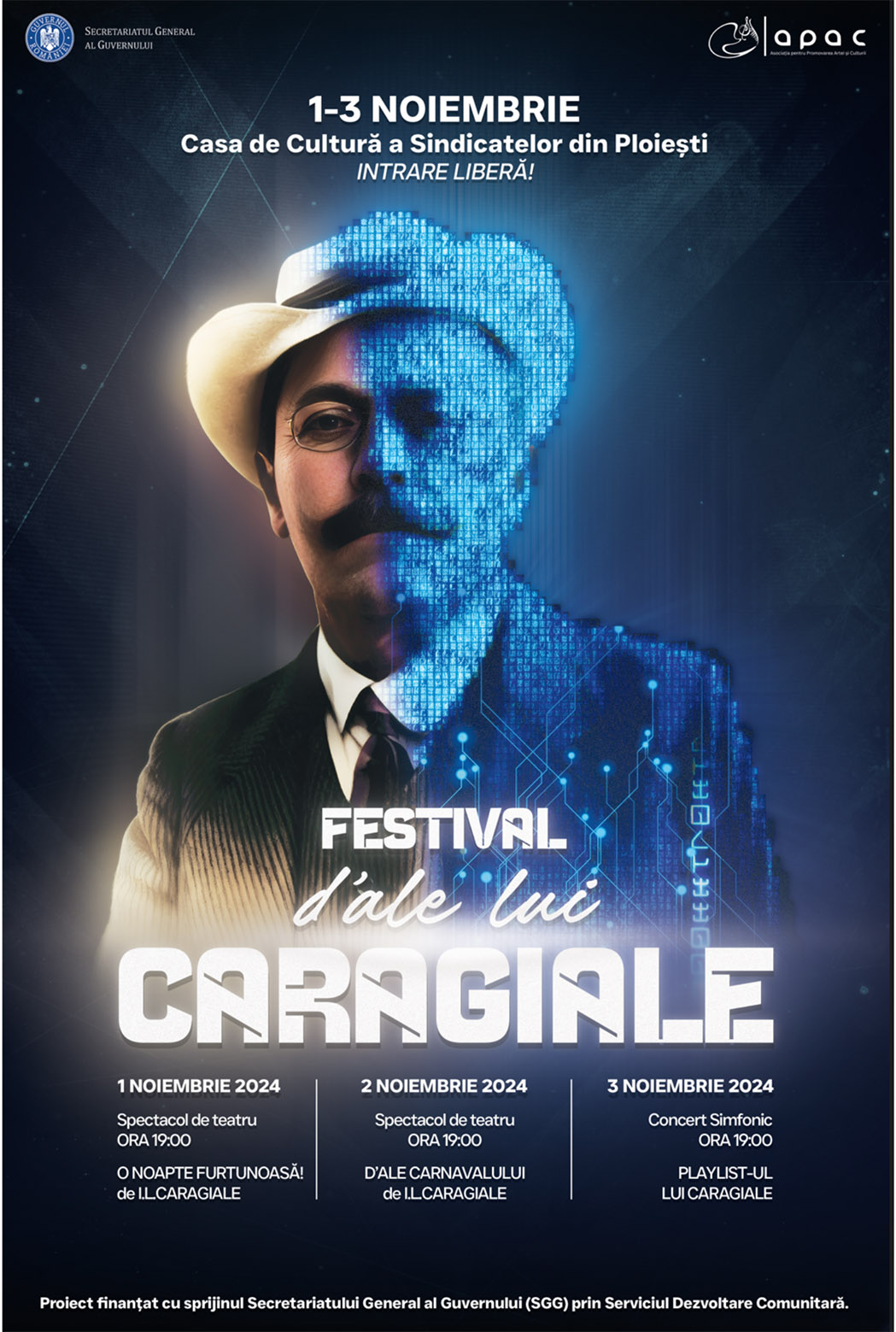 Festivalul „D’ale lui Caragiale” aduce în premieră prezența virtuală a dramaturgului, între 1 și 3 noiembrie 2024, la Ploiești
