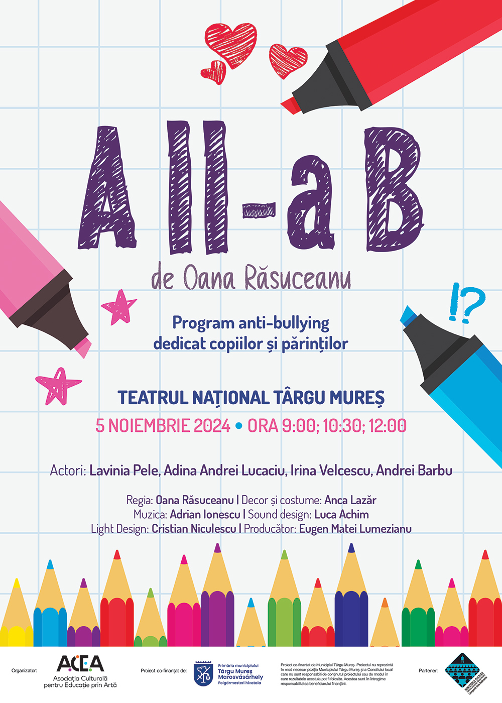 Spectacolul &bdquo;A II-a B&rdquo; ajunge la T&acirc;rgu Mureș:&nbsp;trei reprezentații pentru conștientizarea bullying-ului &icirc;n r&acirc;ndul elevilor
