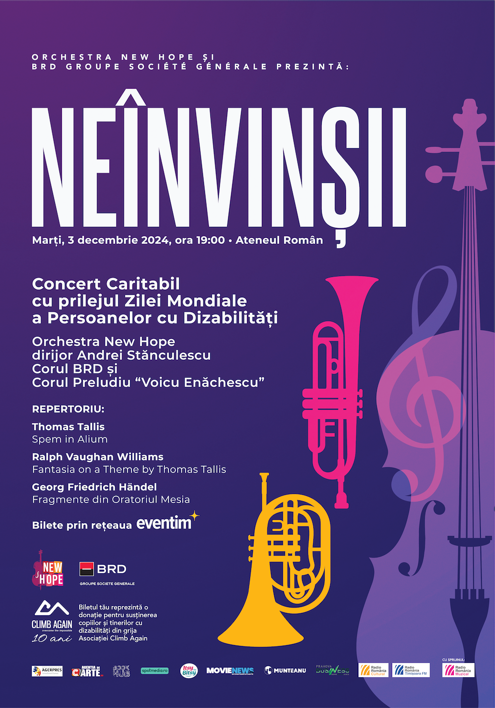 Concert &ldquo;Ne&icirc;nvinșii&rdquo; - două orchestre și două coruri pe scena Ateneului &icirc;ntr-un eveniment dedicat Zilei Mondiale a Persoanelor cu Dizabilități