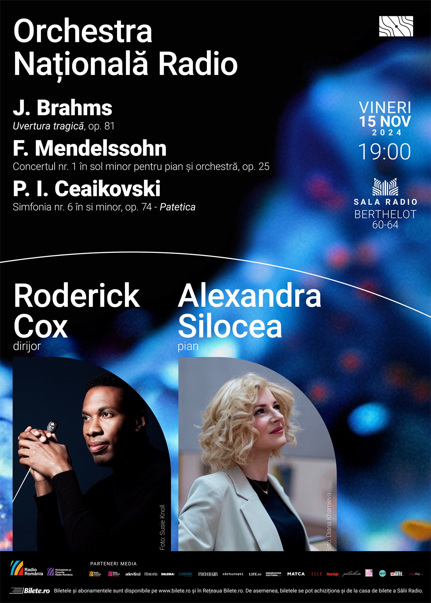 Dirijorul american Roderick Cox și pianista Alexandra Silocea la Sala Radio
