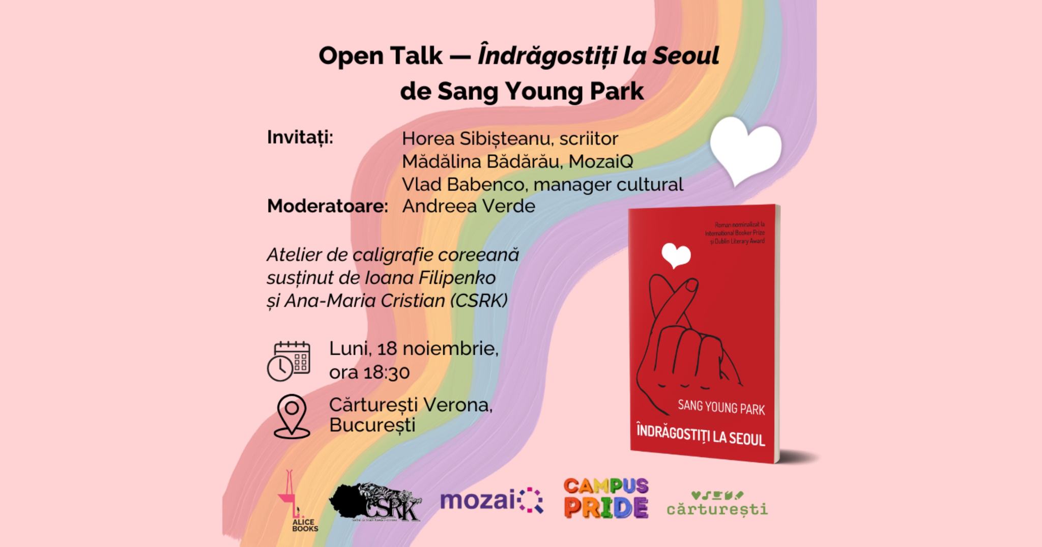 Editura Alice Books vă invită la Open Talk despre bestsellerul coreean „Îndrăgostiți la Seoul” de Sang Young Park