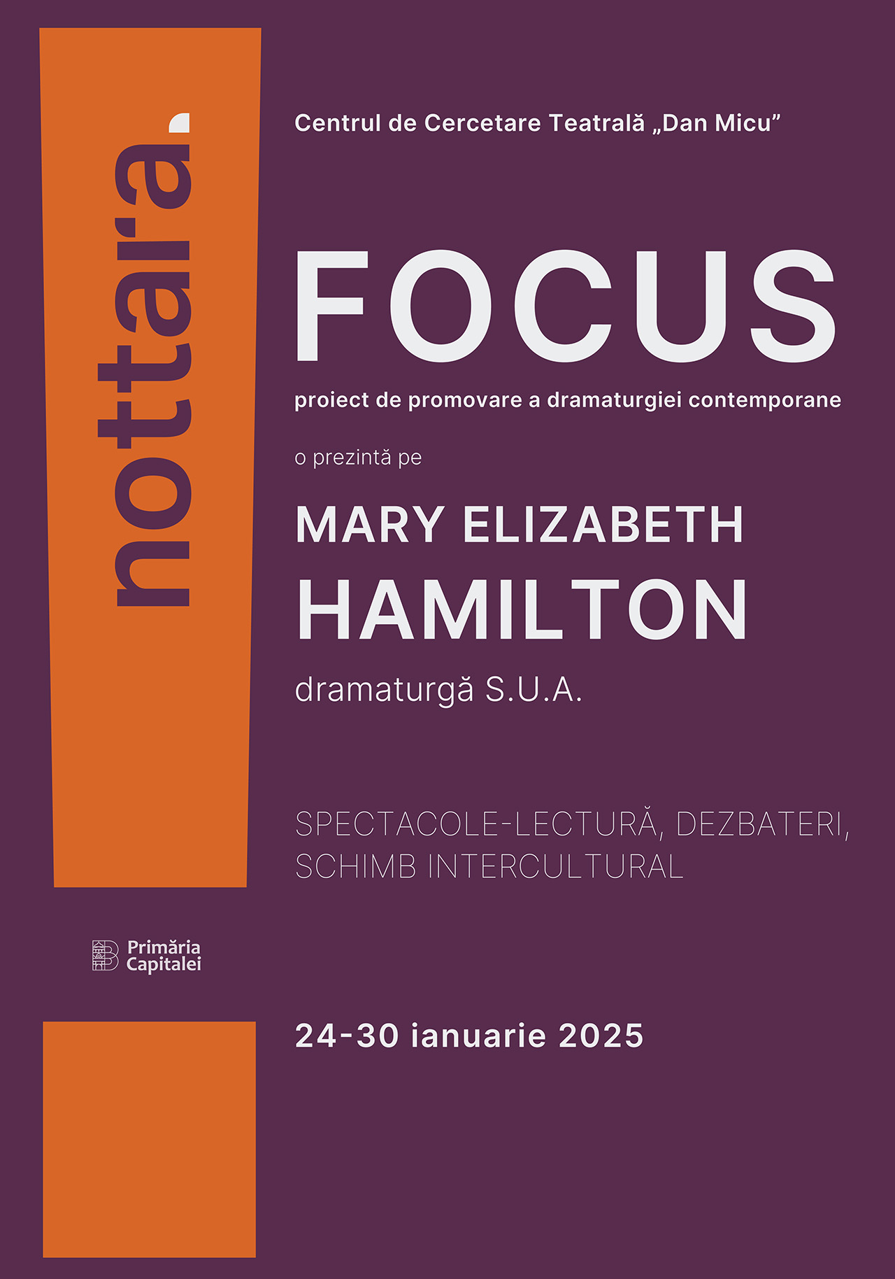 Teatrul Nottara lansează Proiectul de promovare a dramaturgiei contemporane Focus Mary Elizabeth Hamilton