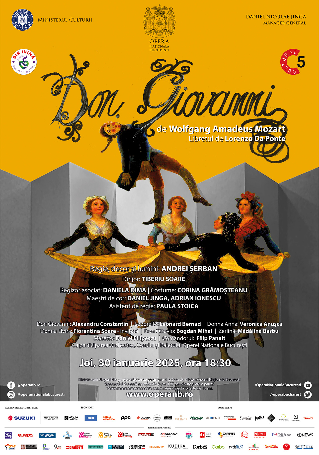 Final de ianuarie la Opera Națională București, cu o dublă reprezentație: Don Giovanni de Mozart