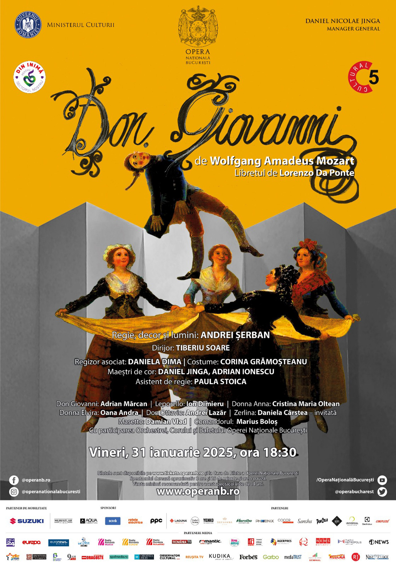 Final de ianuarie la Opera Națională București, cu o dublă reprezentație: Don Giovanni de Mozart