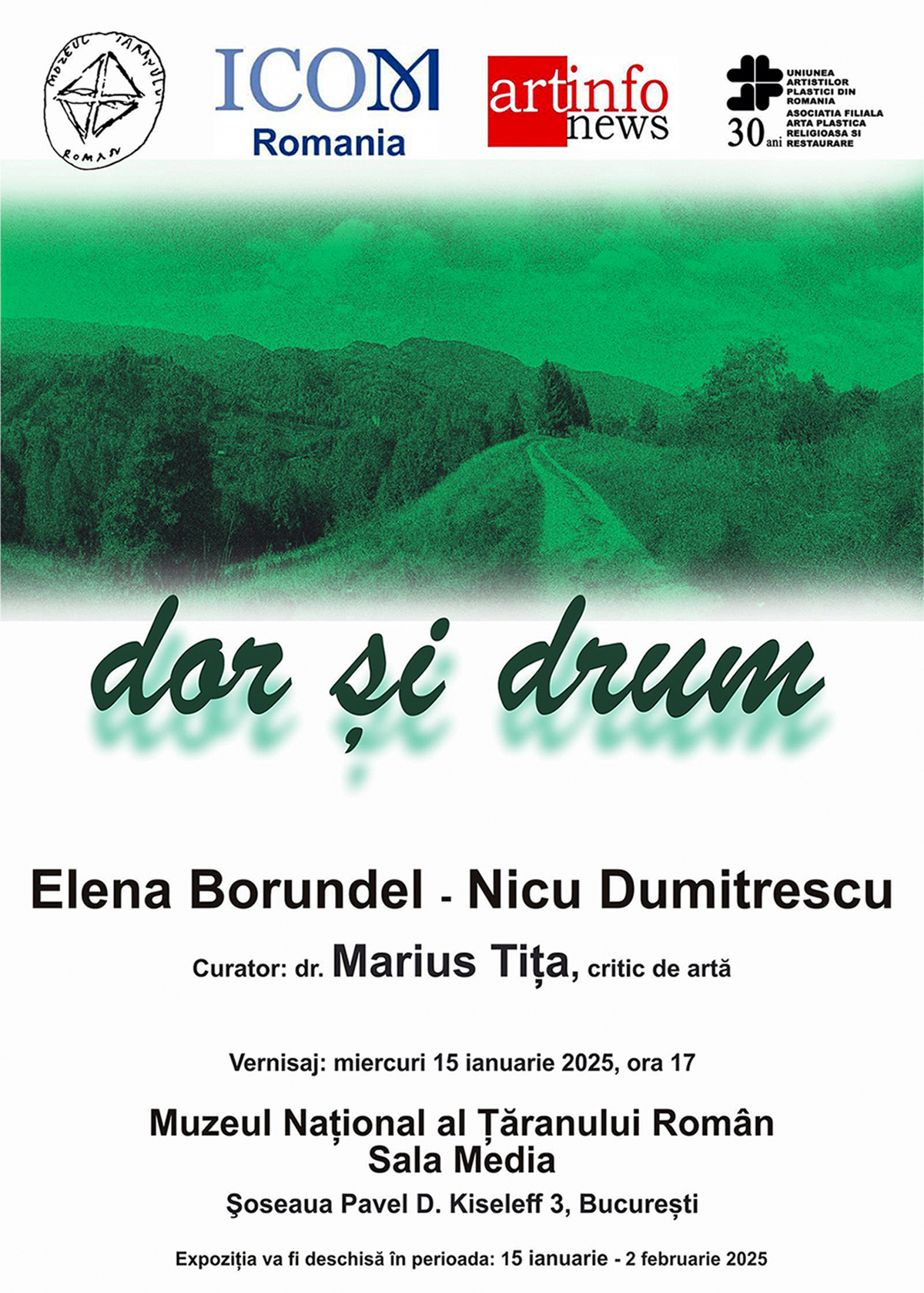 "Dor și Drum", expoziție personală a artiștilor plastici Nicu Dumitrescu și dr. Elena Borundel