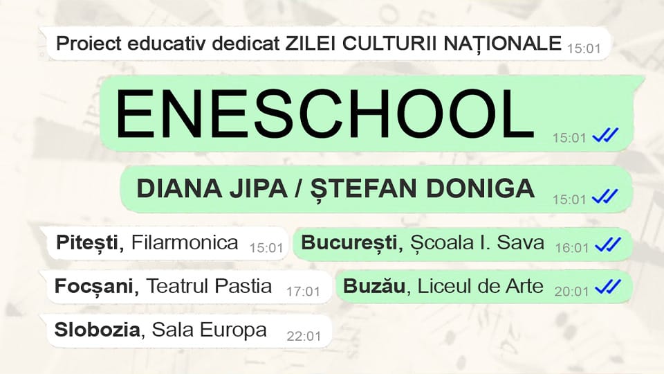 Muzicienii români de Record Mondial DIANA JIPA și ȘTEFAN DONIGA încep un turneu prin școli din România pentru a îi inspira și motiva pe elevi în direcția performanței și a aprecierii valorilor culturii române