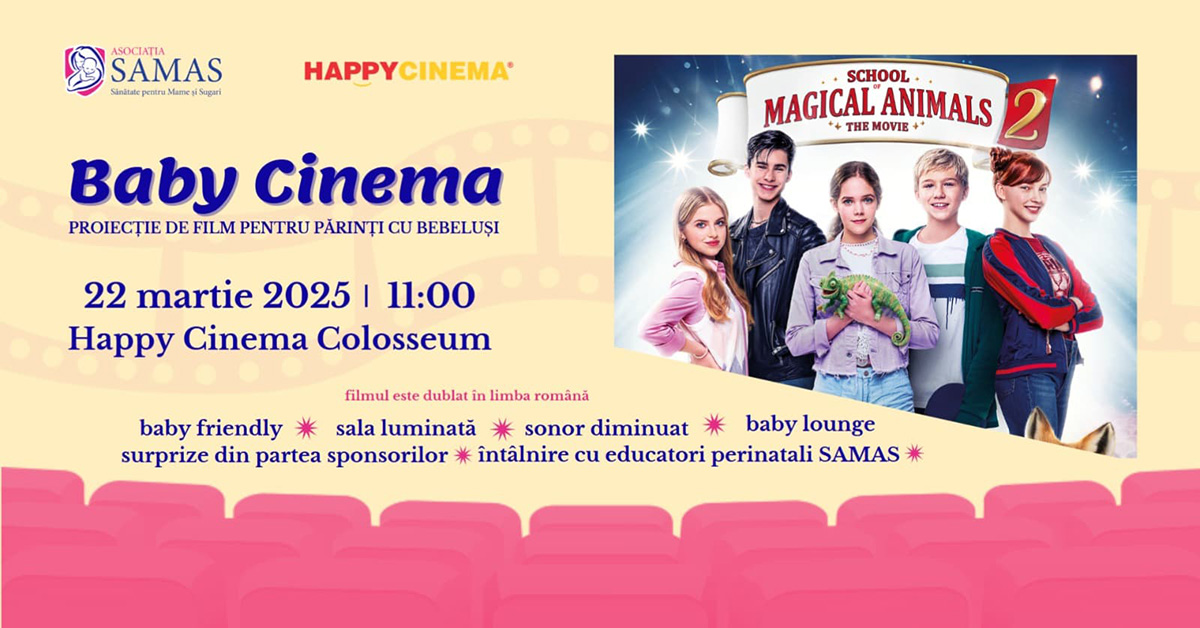 Baby Cinema, proiecțiile speciale pentru părinți și copii, continuă cu filmul Școala animalelor magice