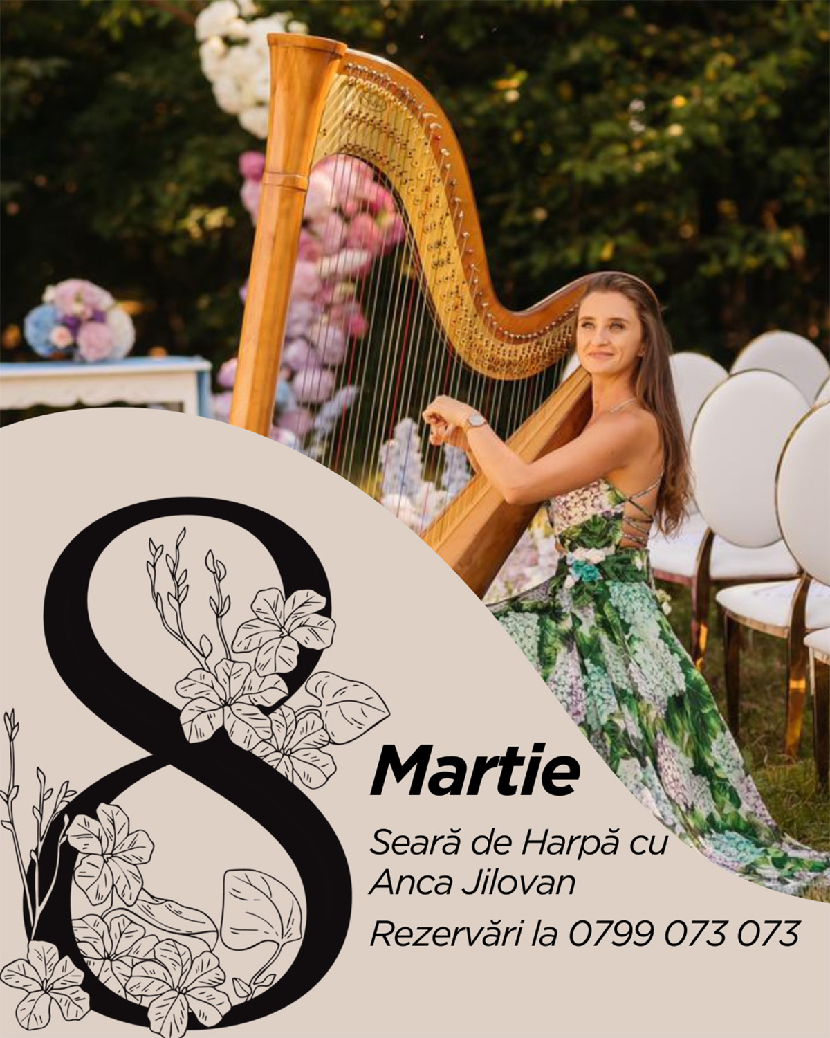 Sărbătorește 8 Martie cu un meniu special & muzică live la harpă cu Anca Jilovan @ Samsara