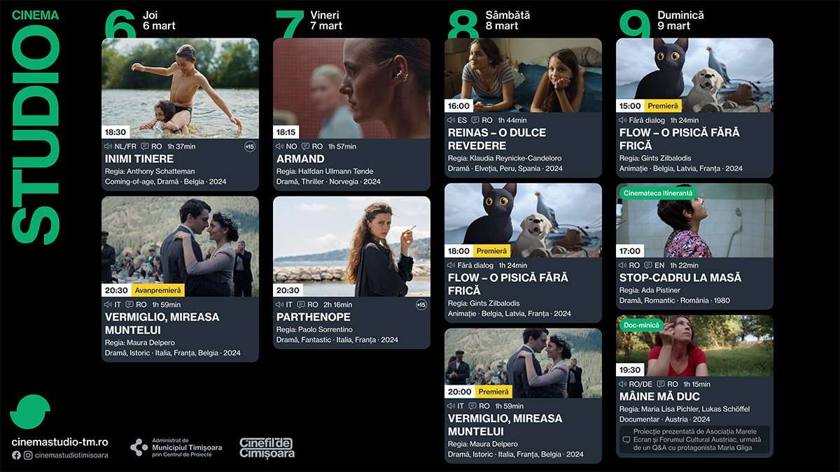 Programul săptămânii 4 - 9 martie la Cinema Timiș, Cinema Victoria și Cinema Studio