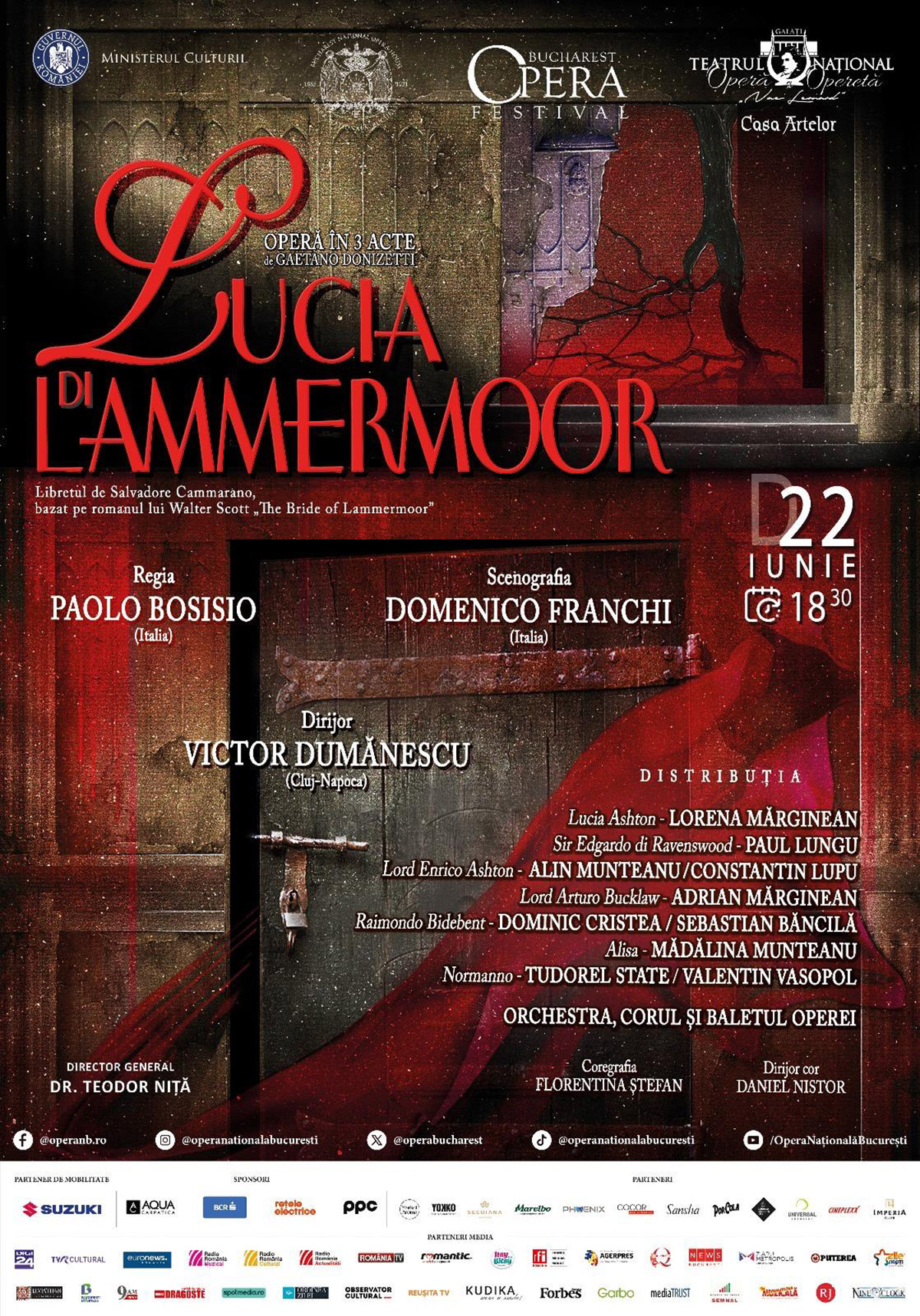 &bdquo;Lucia di Lammermoor&rdquo; premieră a Teatrului Naţional de Operă şi Operetă &bdquo;Nae Leonard&rdquo; din Galaţi la Bucharest Opera Festival