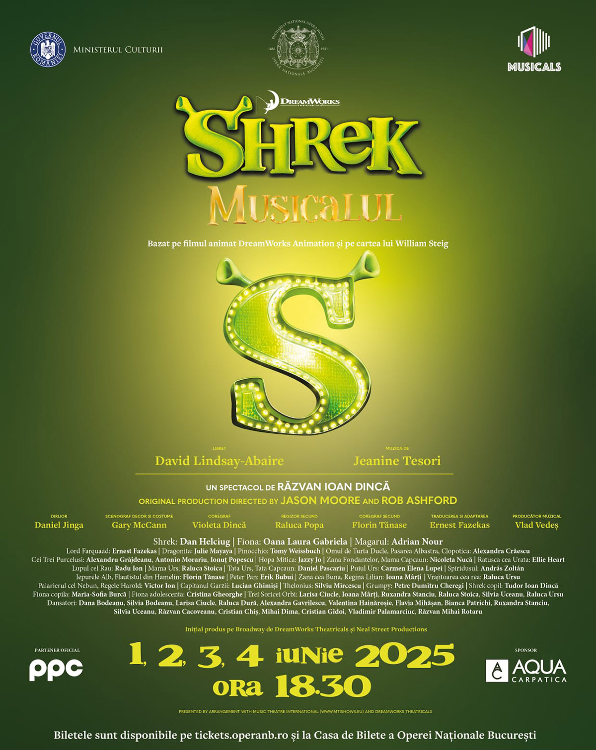 De pe Broadway la București: Shrek Musicalul revine pe scena ONB de Ziua Copilului. Horia Brenciu, în rolul capcăunului simpatic