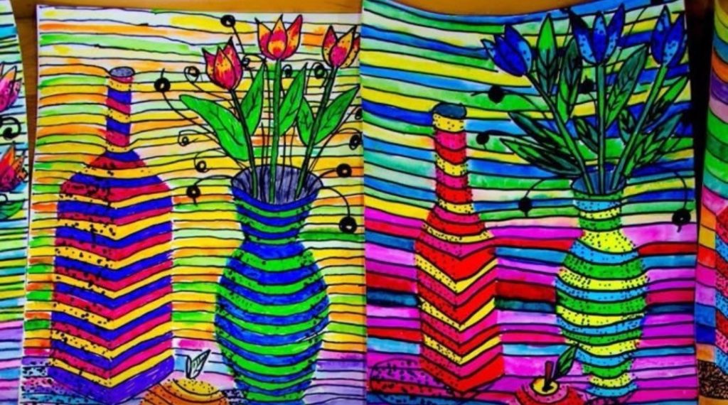 Atelier MARe de Mic | Vază cu flori în stil Op Art